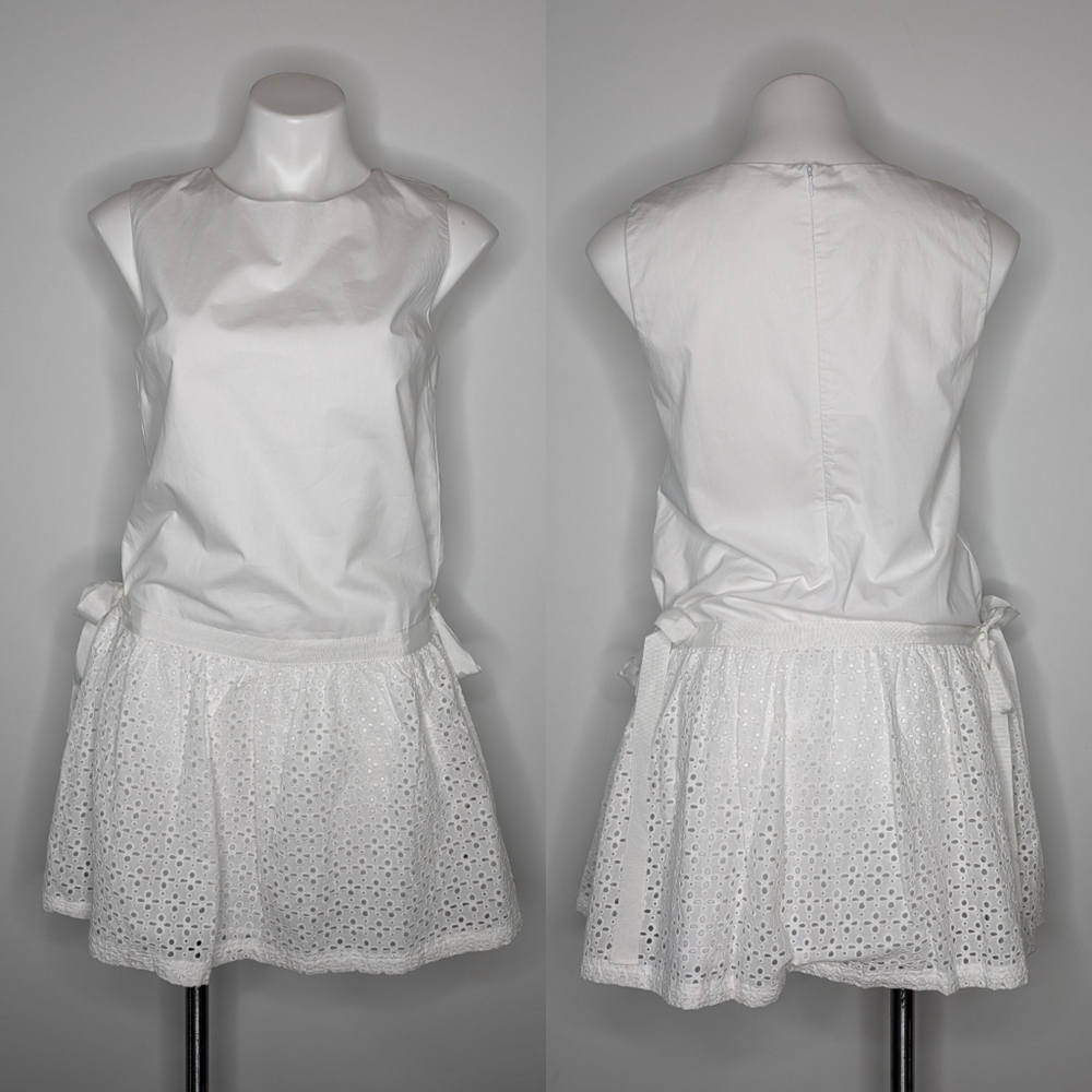 ✨3/$15 All:row white eyelet lace side tie short sleeveless dress S